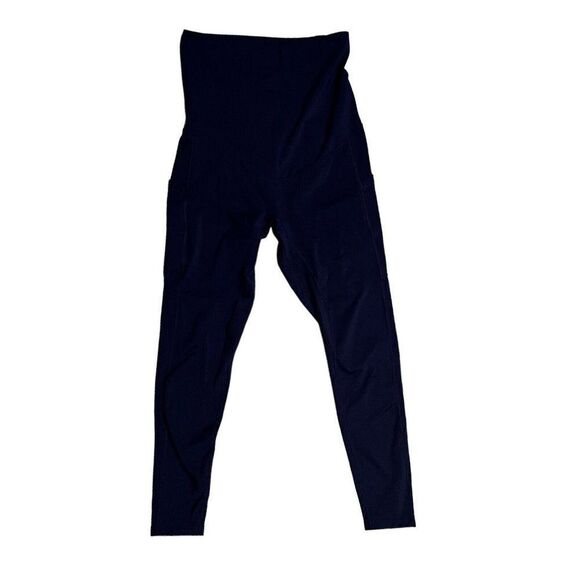 Poshdivah‎ Leggings Women’s M Navy Blue Maternity Yoga Lounge 25” Over The Belly - Picture 2 of 10